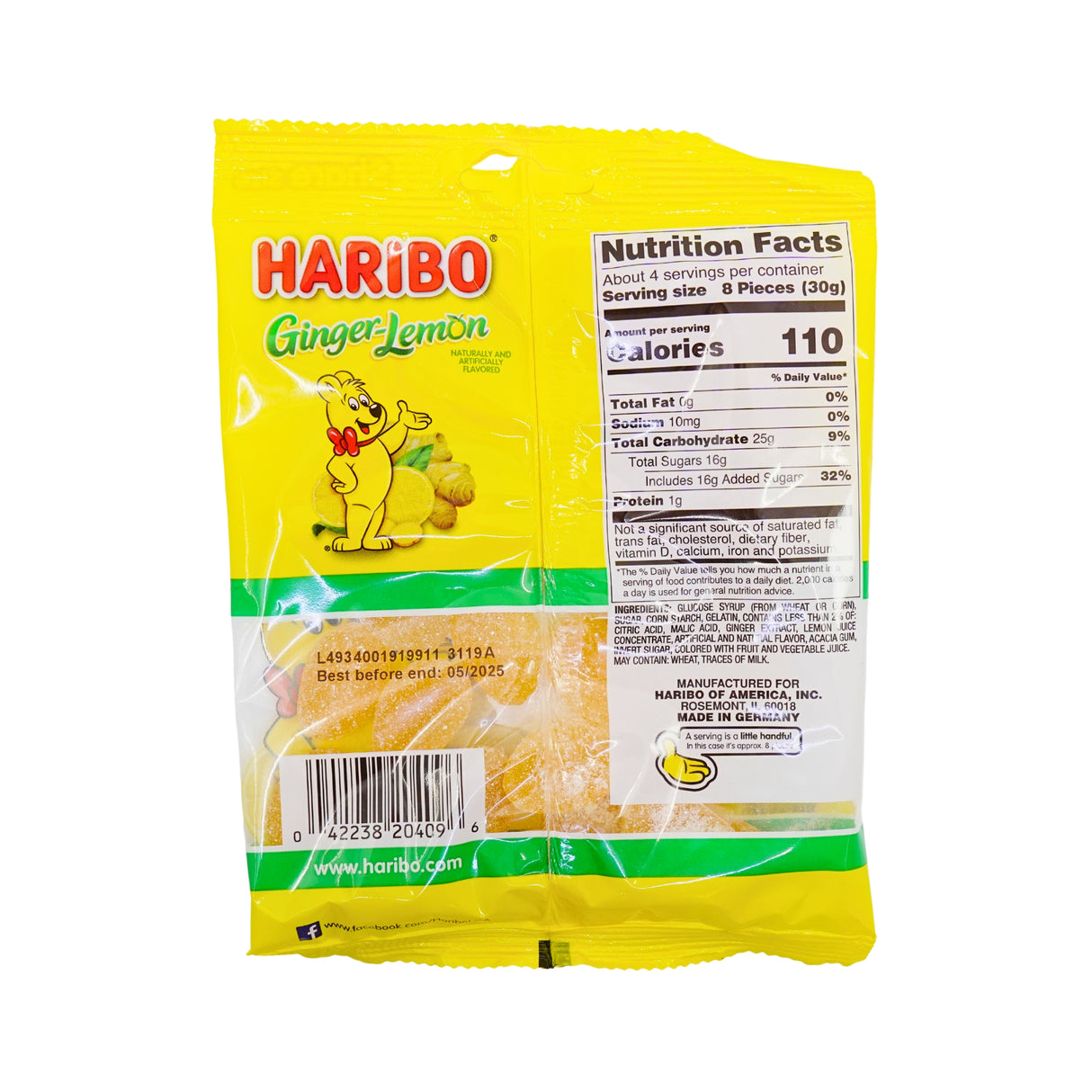 Haribo Lemon Ginger 4 oz Bag