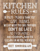 Kitchen Rules Sign - 11x14 inches