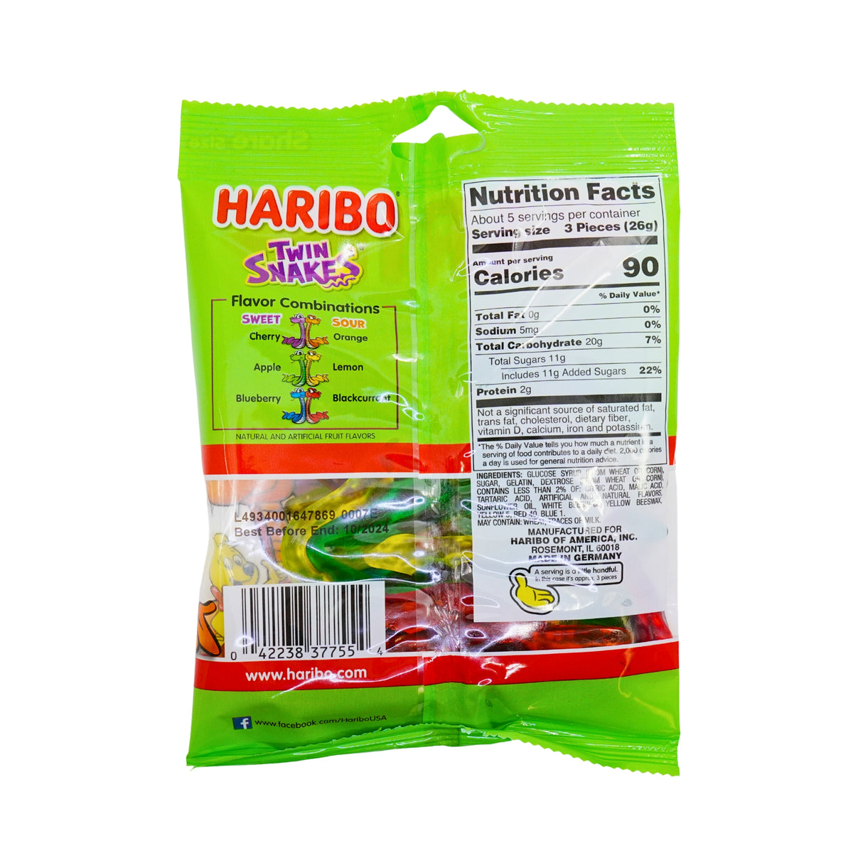 Haribo Twin Snakes Sweet & Sour 5oz Bag