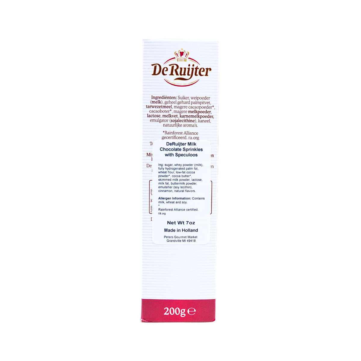 De Ruijter Chocolate  Speculoos Sprinkles Hagelslag 7 Ounce Box
