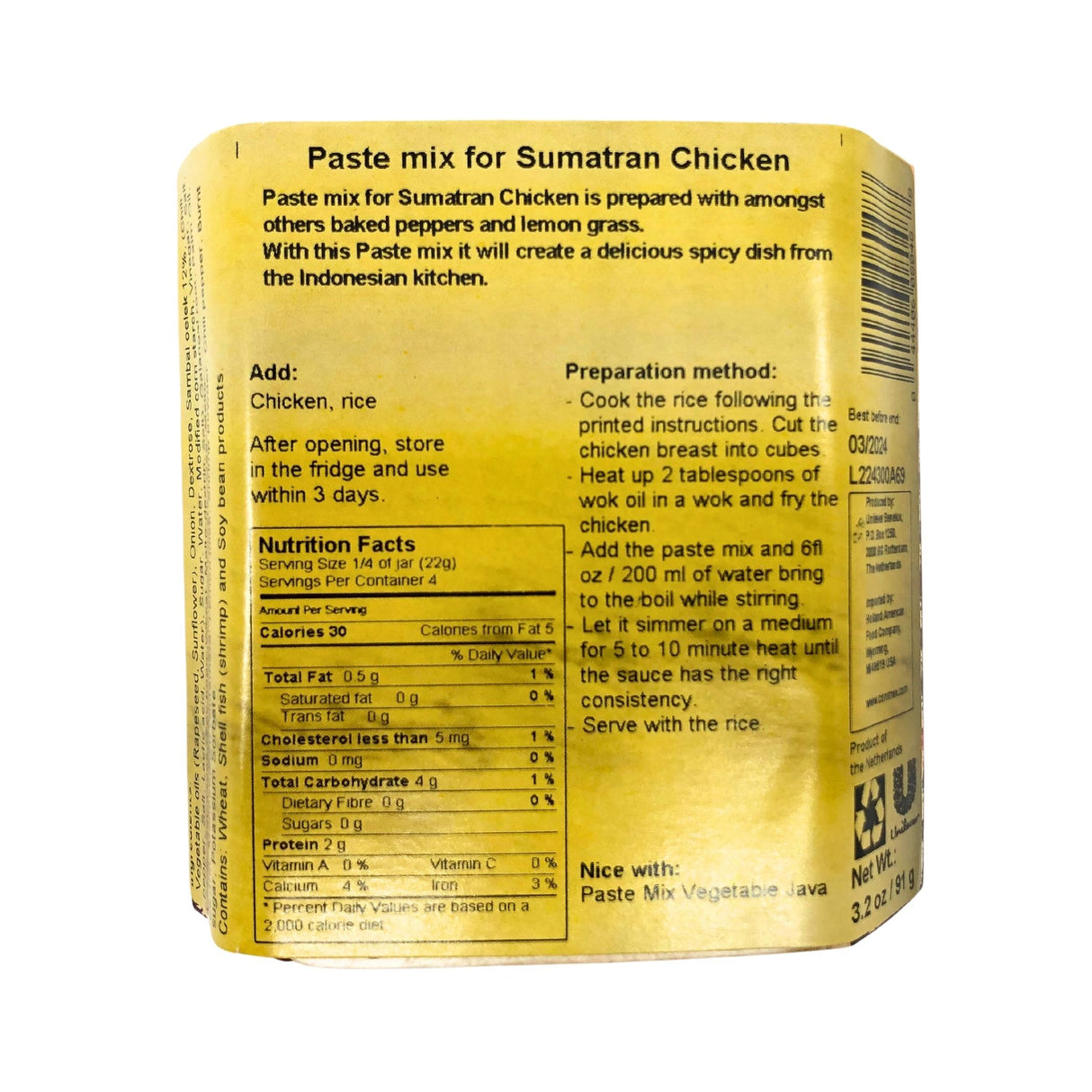 Conimex Spices for Ajam Paniki (spicy chicken dish)  3.2oz
