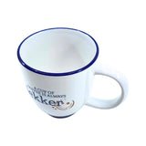 A Cup of Coffee is Always Lekker  Mug White/Blue 14 oz