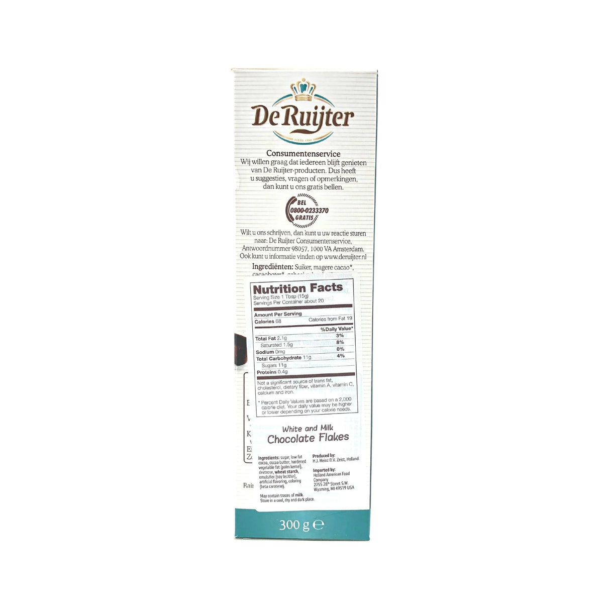 De Ruijter Milk & White Chocolate Flakes - Vlokfeest 10.5 oz box