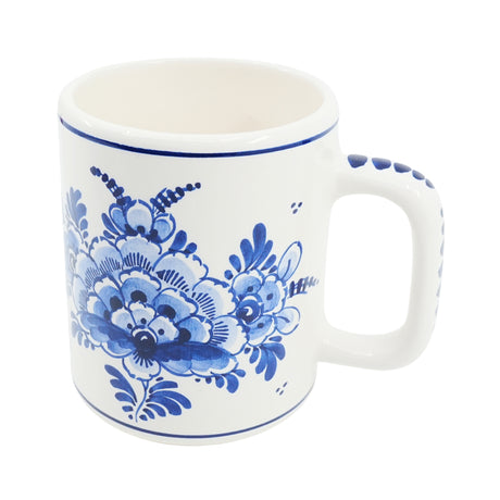 DeWit Hand Painted  Coffee Mug Blue Flower 4 inch
