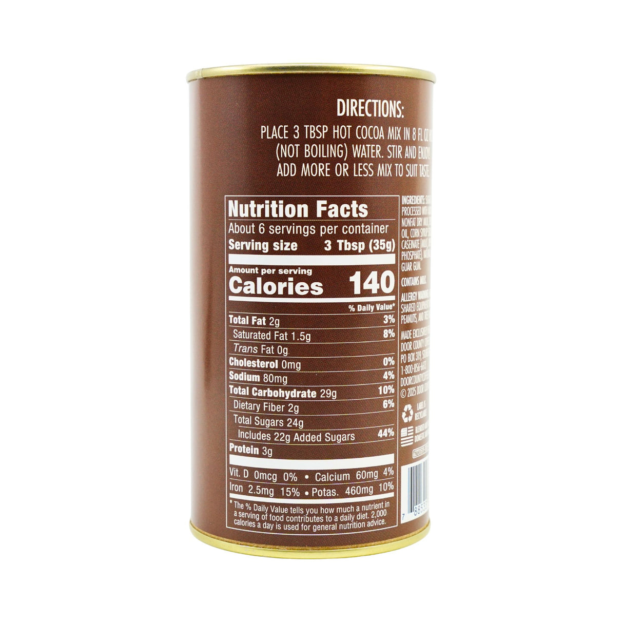 Door County Coffee European Dark Chocolate Hot Chocolate Canister 7 oz