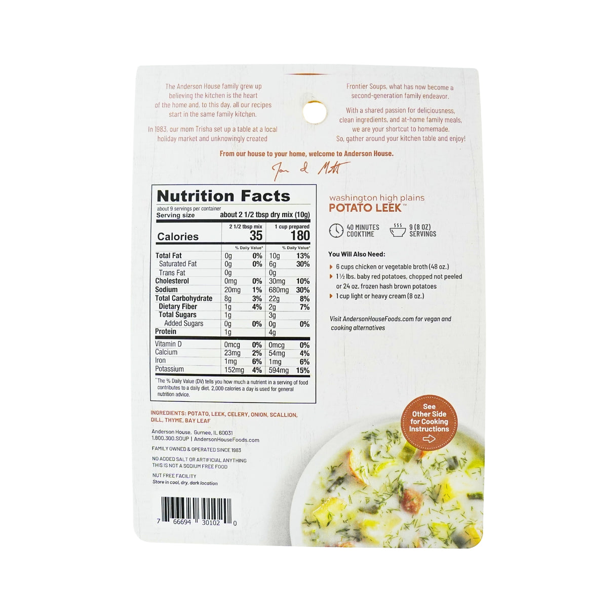 Frontier Soups Washington High Plains Potato Leek Soup Mix
