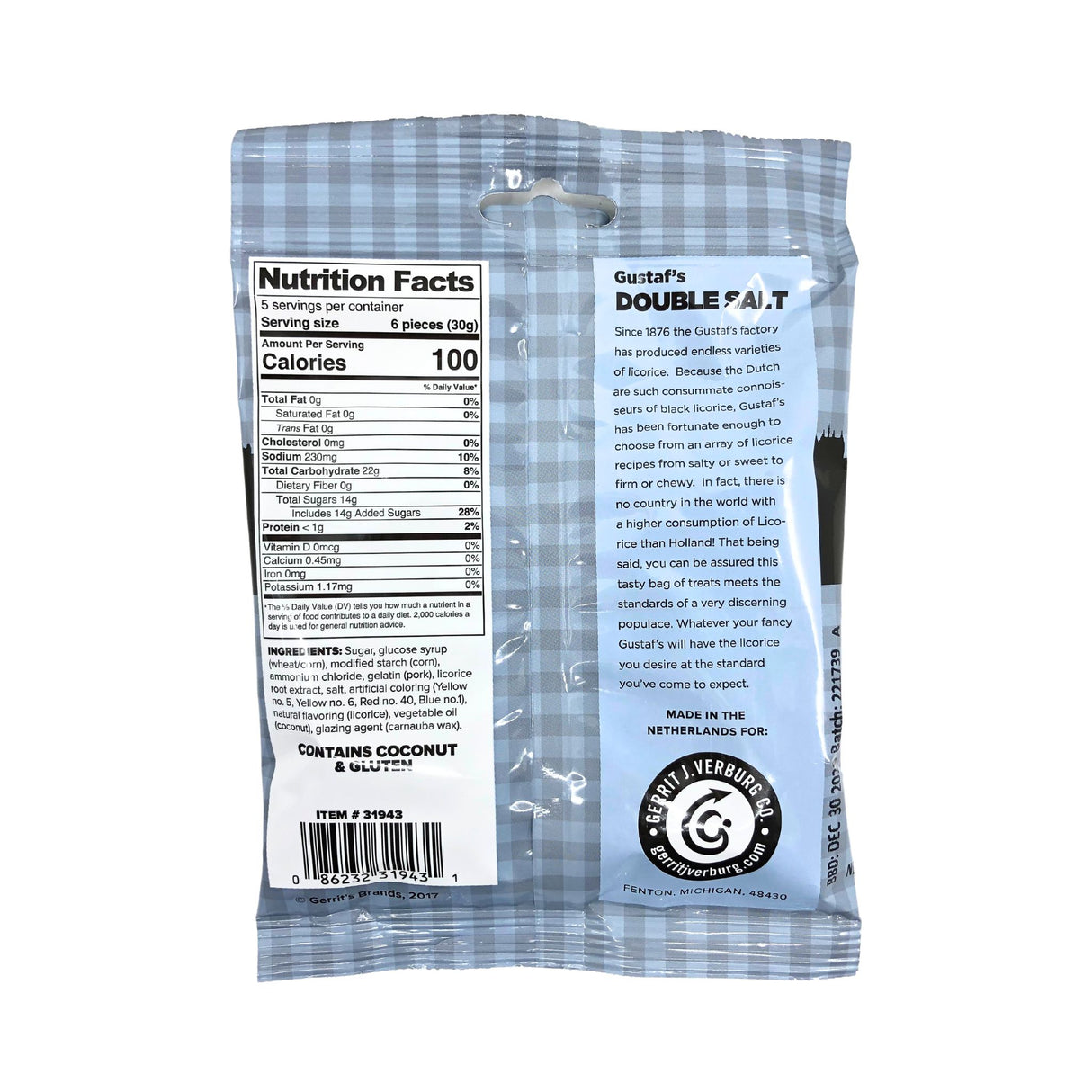 Gustafs Double Salt Licorice 5.2 Oz Bag