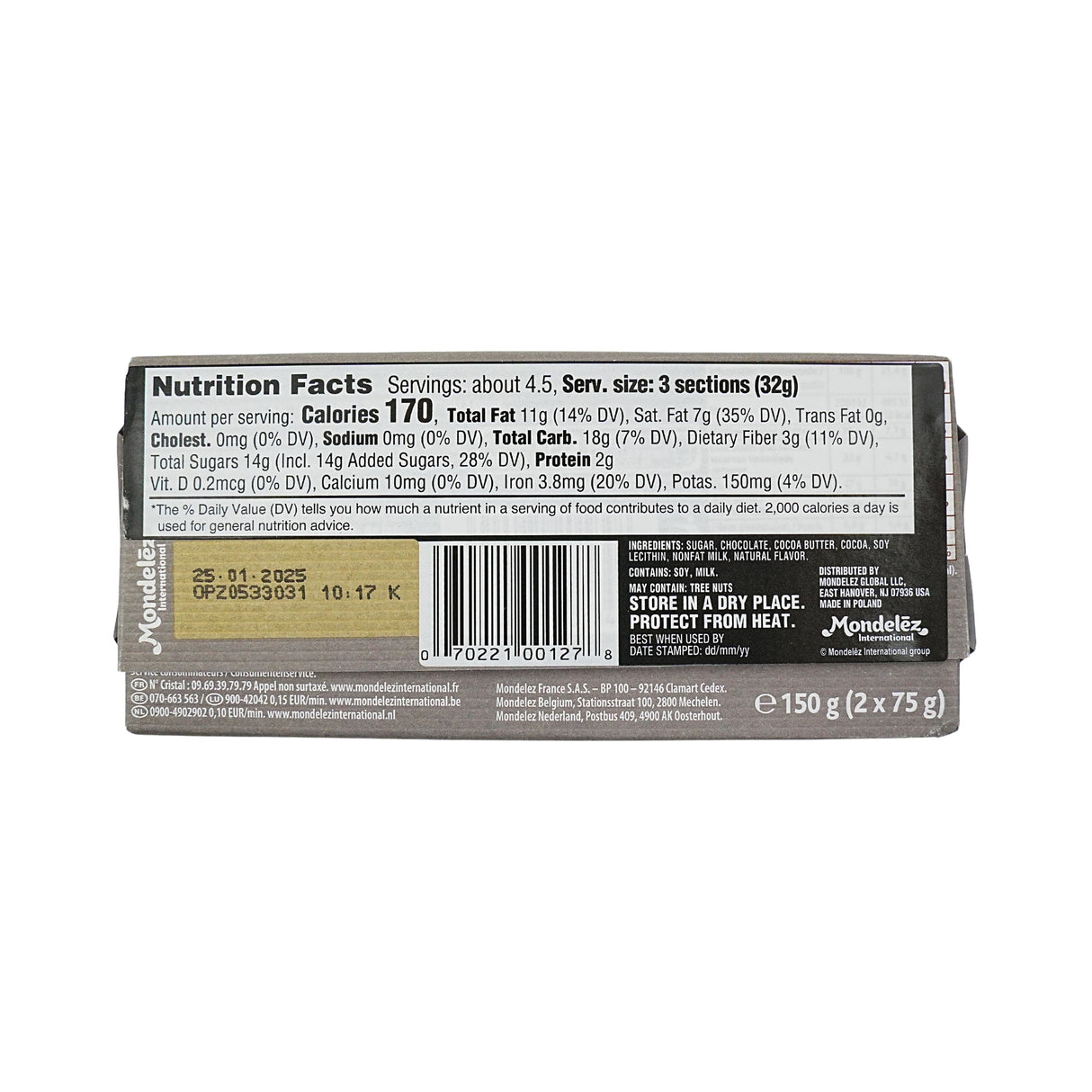Cote D Or 54% Dark Chocolate Noir Connoisseur Bar 5.29 oz