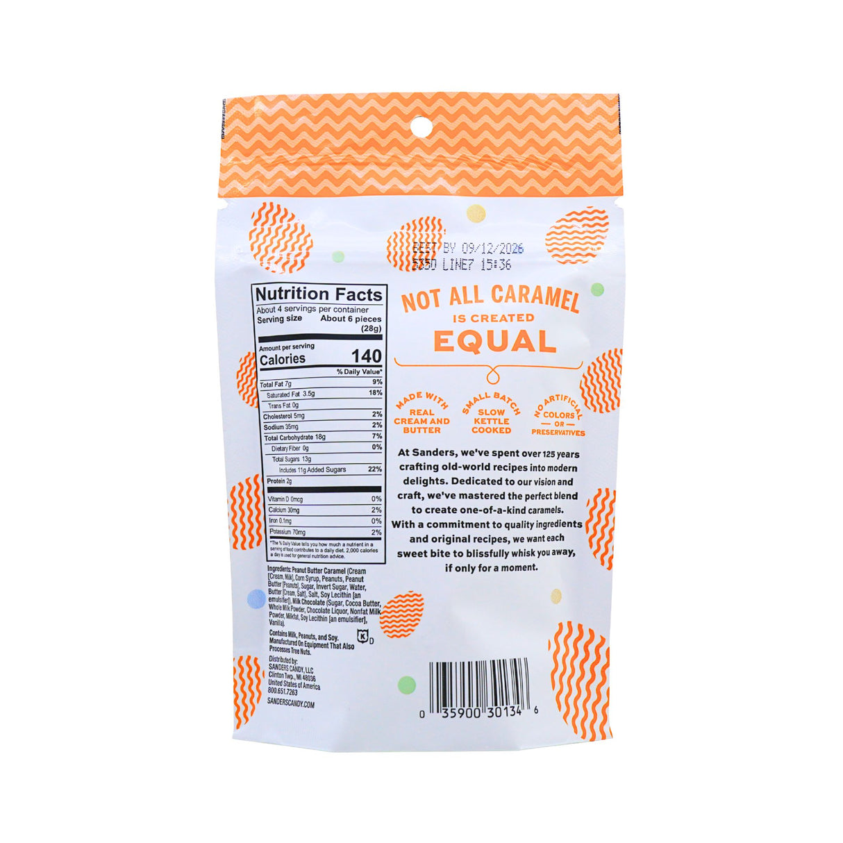 Sanders Milk Chocolate Peanut Butter Caramels 3.75oz