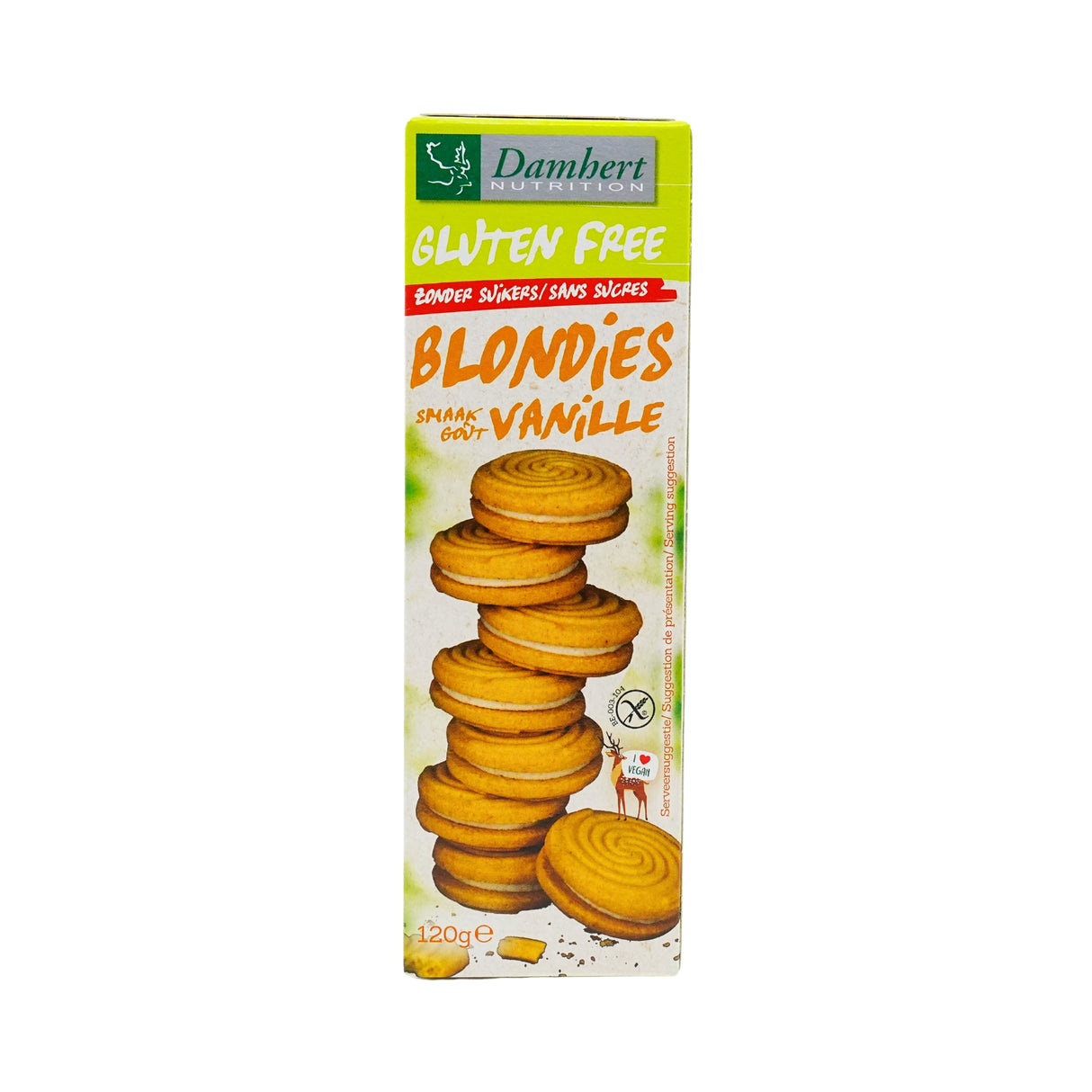 Damhert Gluten Free Blondies Cookies without Sugar 4.3 Oz