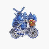 Magnet MDF with rotating Wheels and Windmill HOLLAND Delft Blue