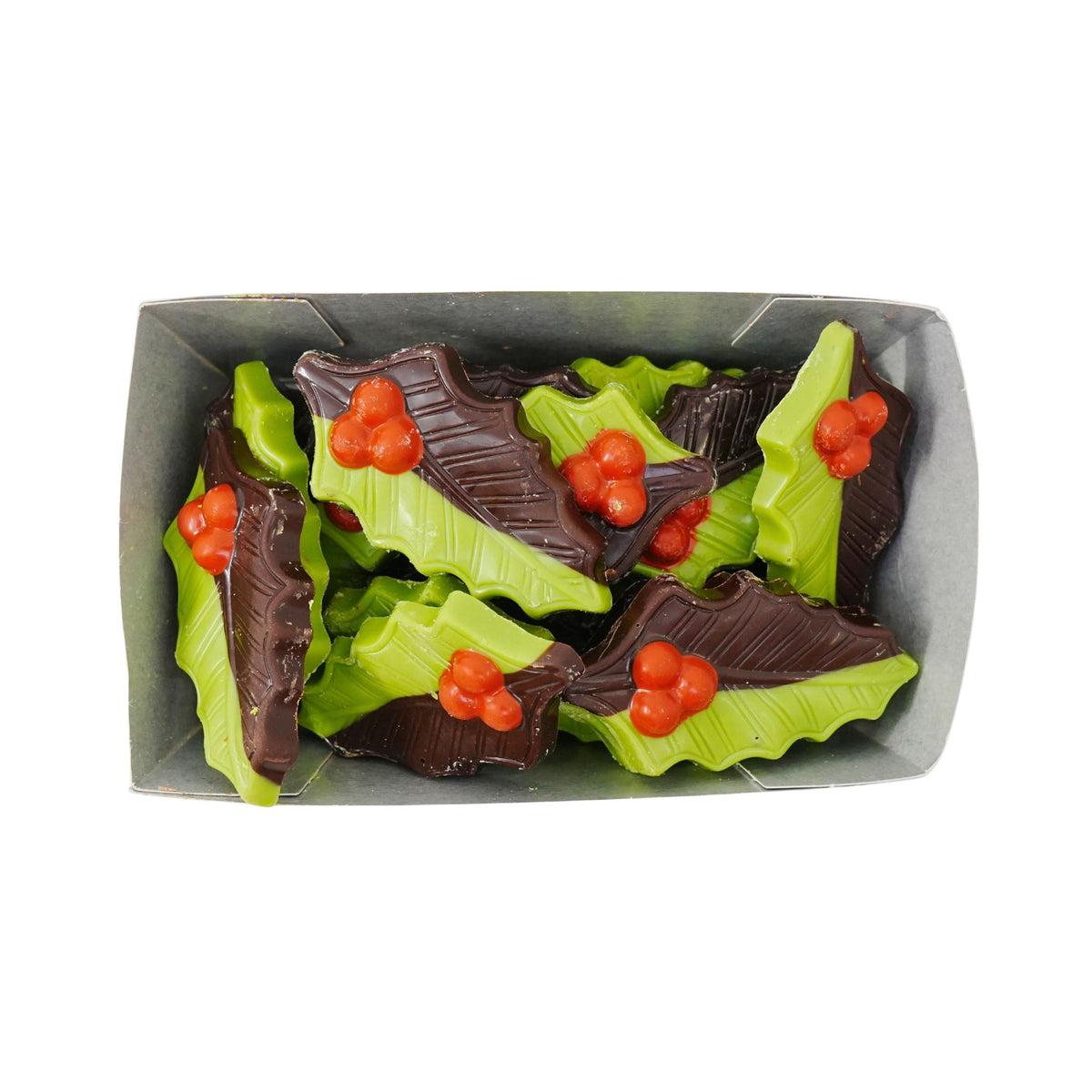 Martinez Dark Chocolate & Green Holly Leaves 5 oz