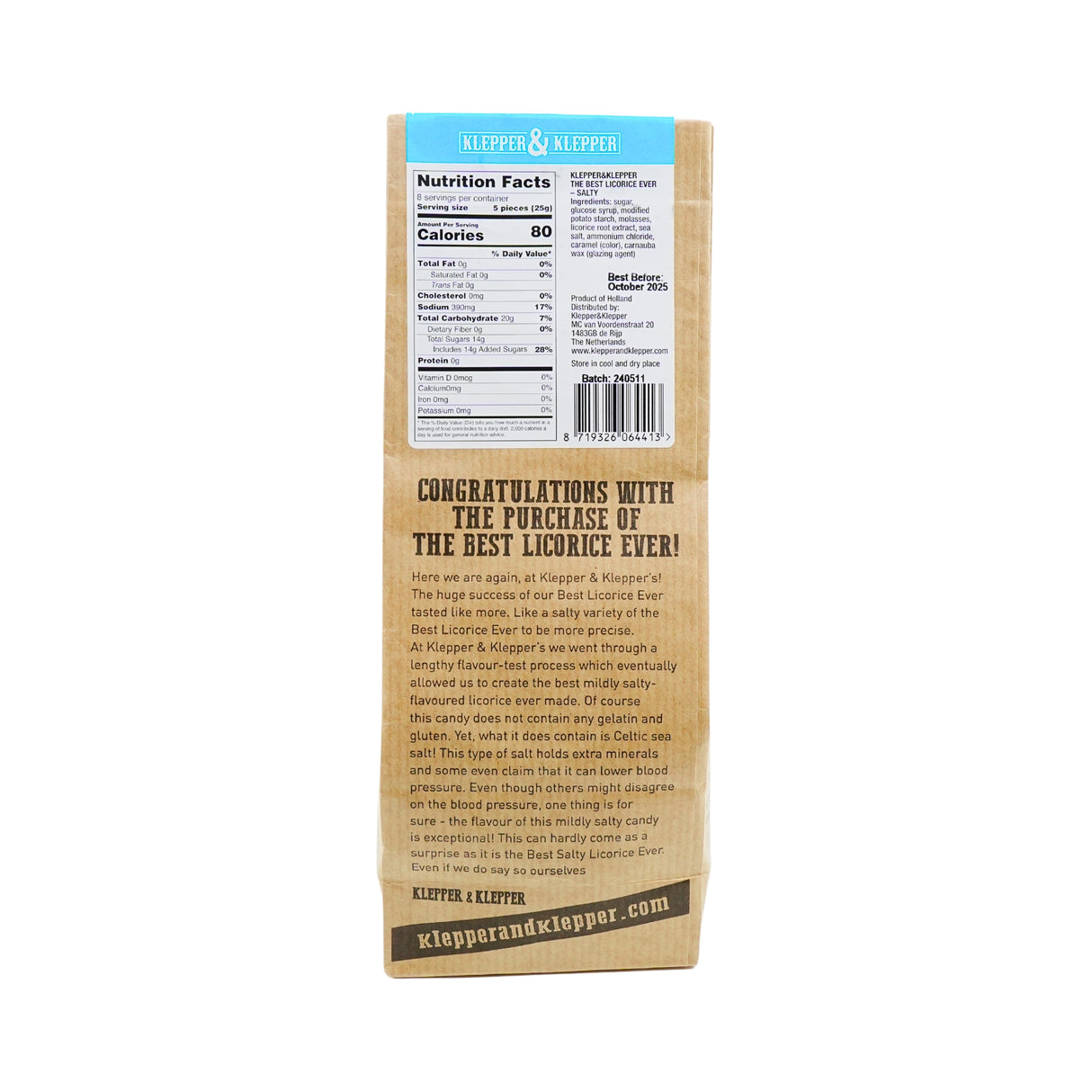 Klepper & Klepper Salty Licorice 7 oz bag