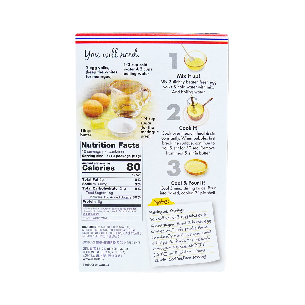 Dr Oetker Lemon Pie Filling mix 7.5 oz