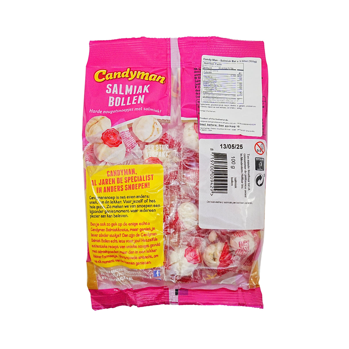 Candyman Salmiak Balls 3.5 Oz Ind Wrapped