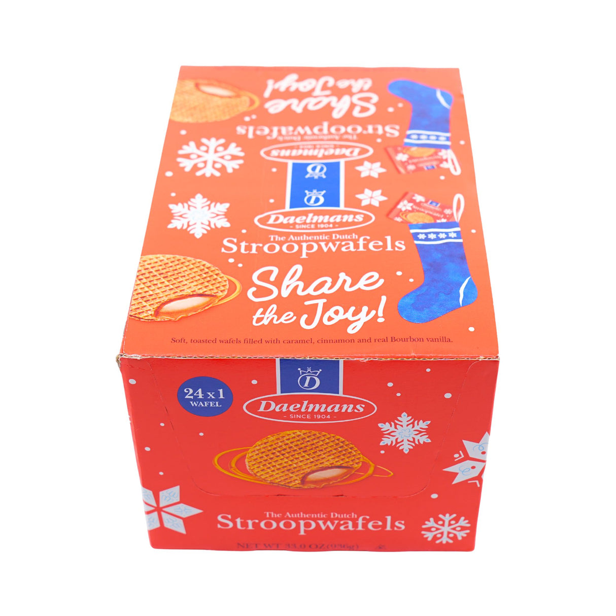 Daelmans  Holiday Jumbo Single  Caramel Syrupwafers 24 ct (1.38 oz)