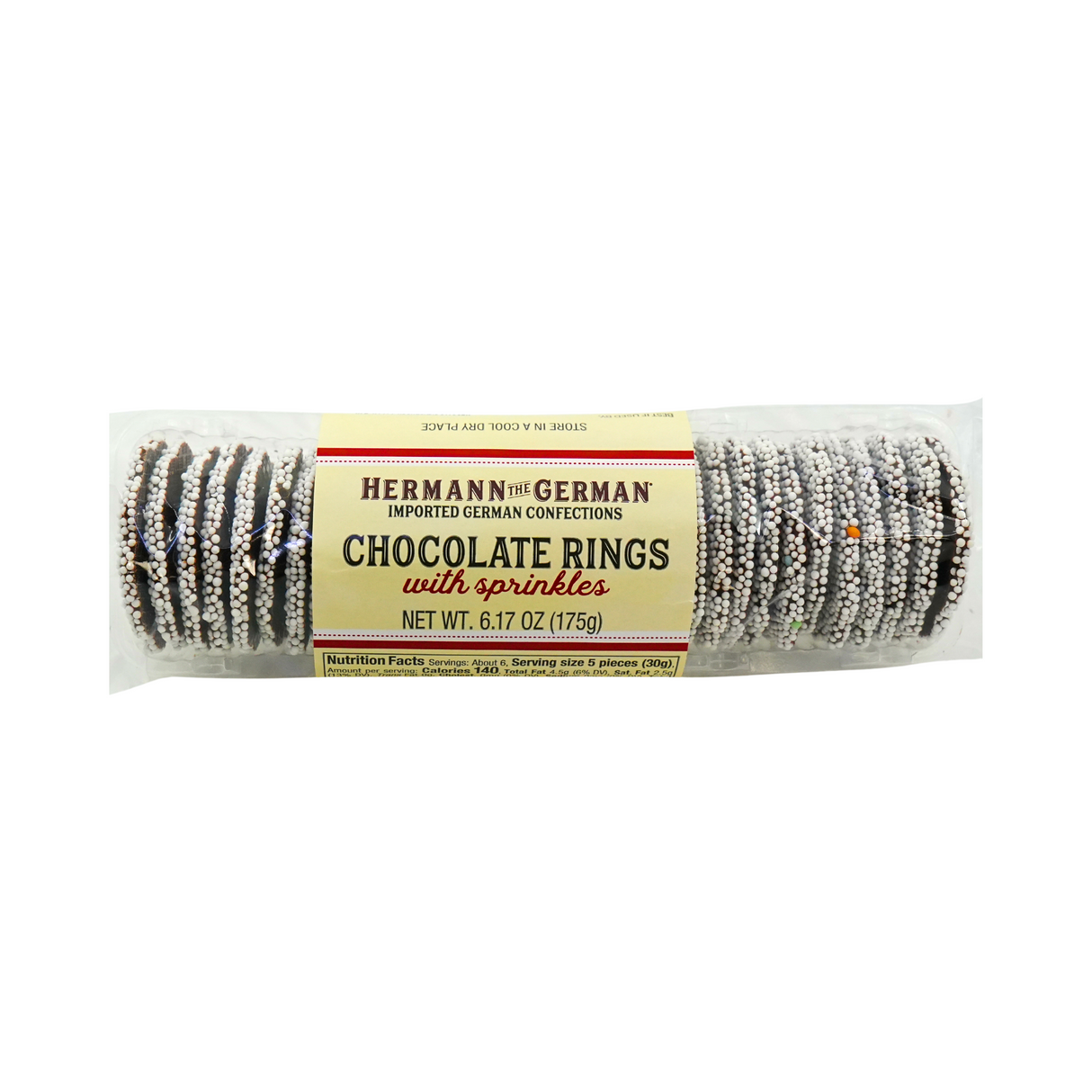 Hermann the German Chocolate Rings With Sprinkles 6.17 oz