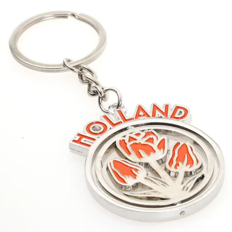 Key Chain  Holland  Spinning Tulips Orange