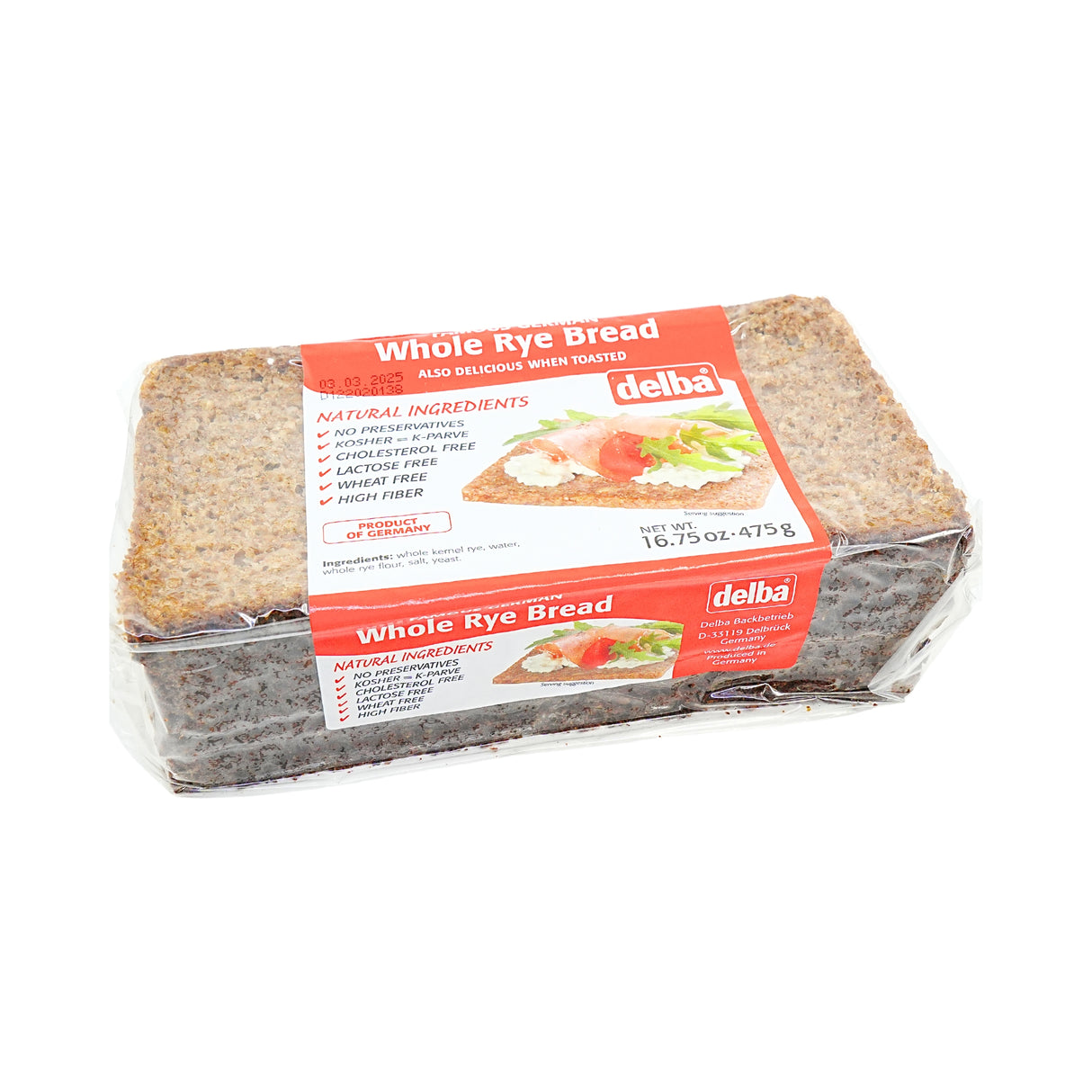 Delba Whole Rye Bread 16oz