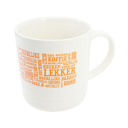 Lekker Word Art Mug Natural with Orange Printing 14oz