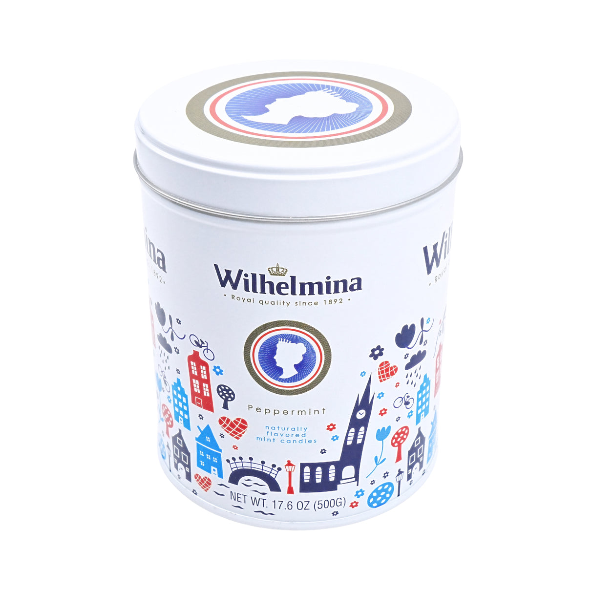 Wilhelmina Peppermint Folk Art Tin 17.6 Oz