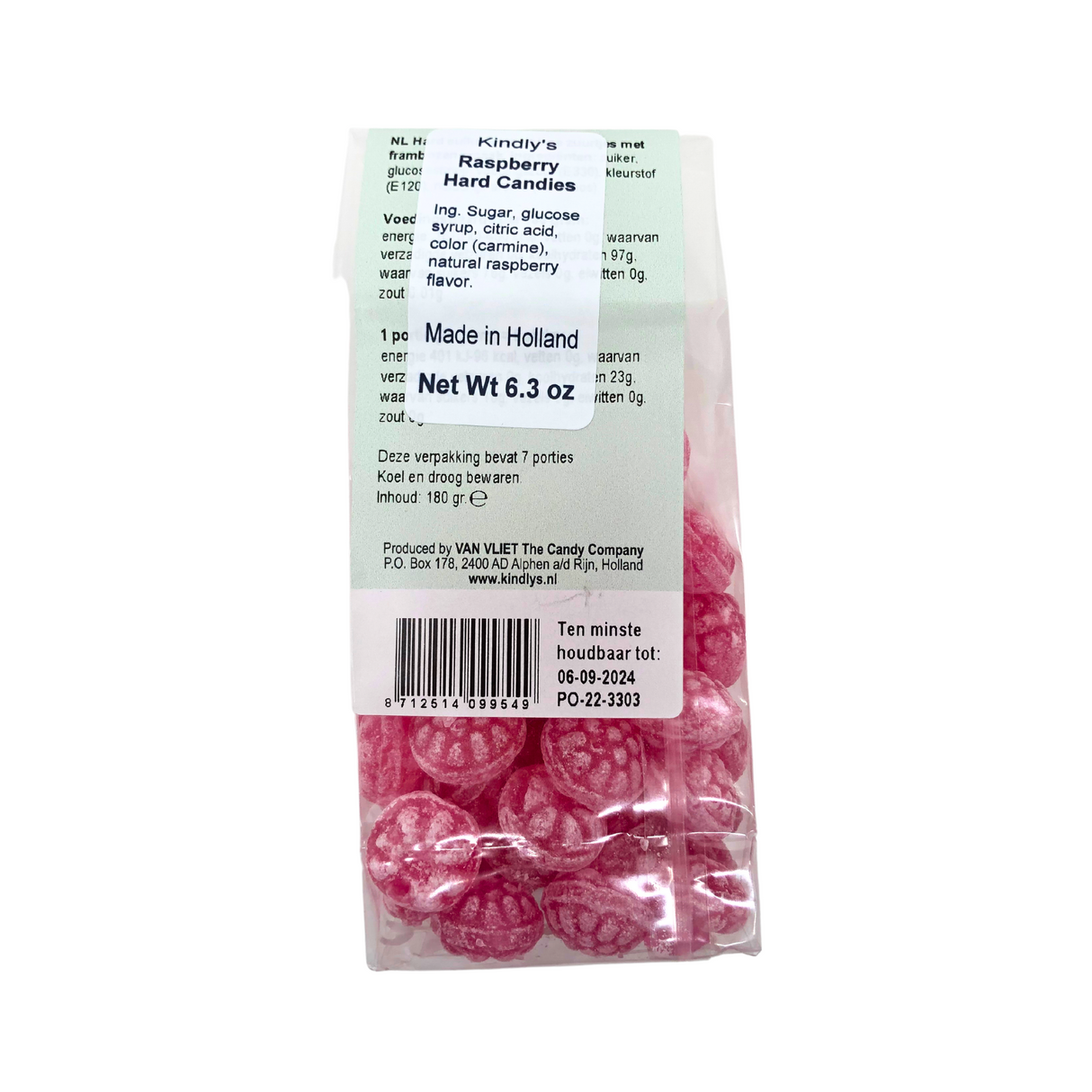Kindlys Raspberry Hard Candies 6.3 Oz Bag