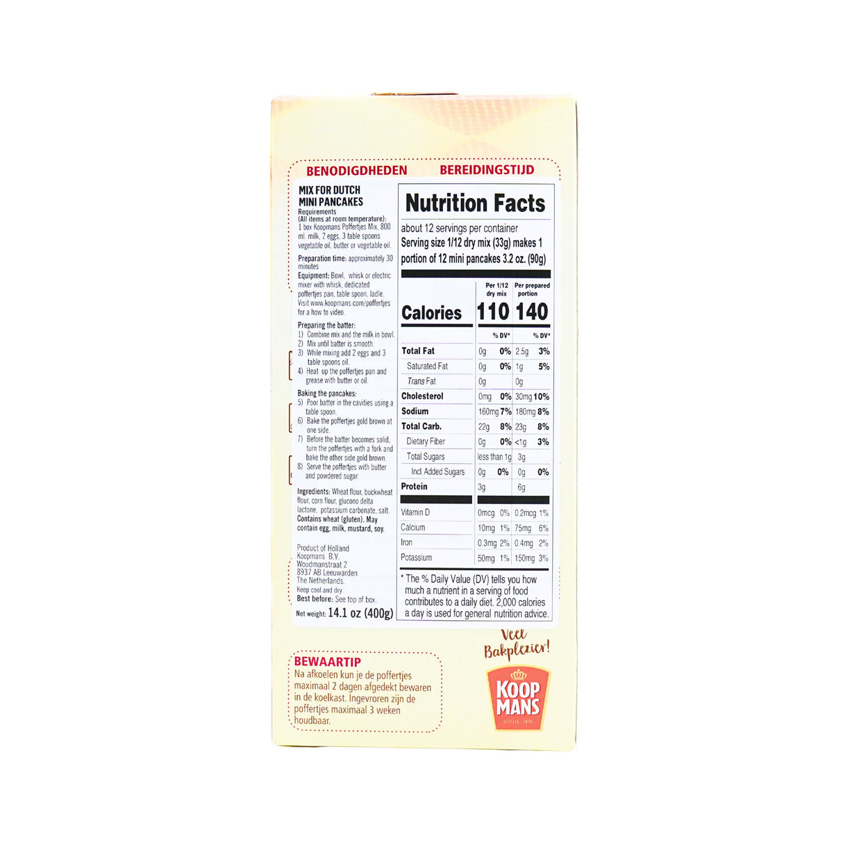 Koopmans Regular Pancake Mix 14.1 Oz Box