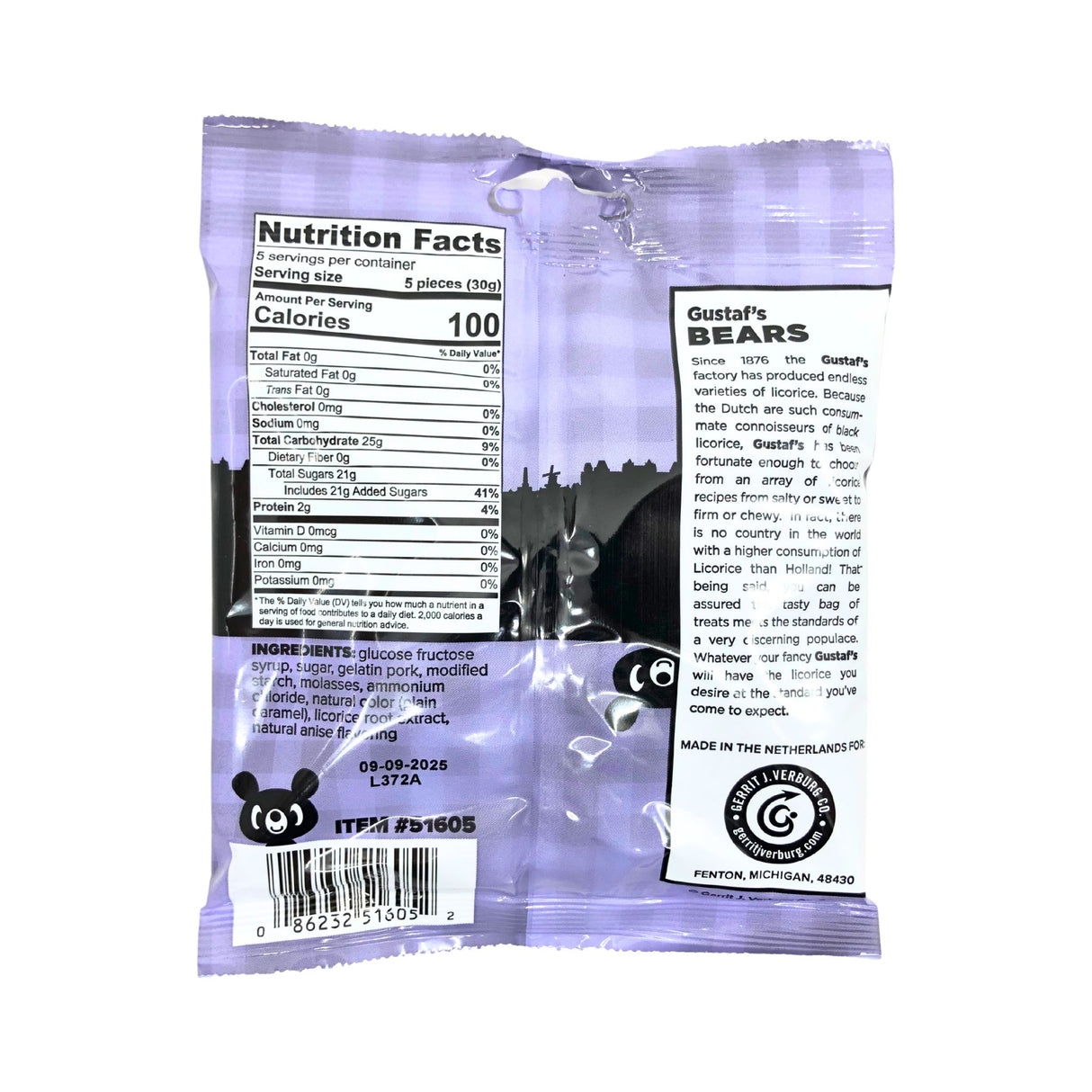 Gustafs Sugared Bears Licorice 5.2 Oz Bag