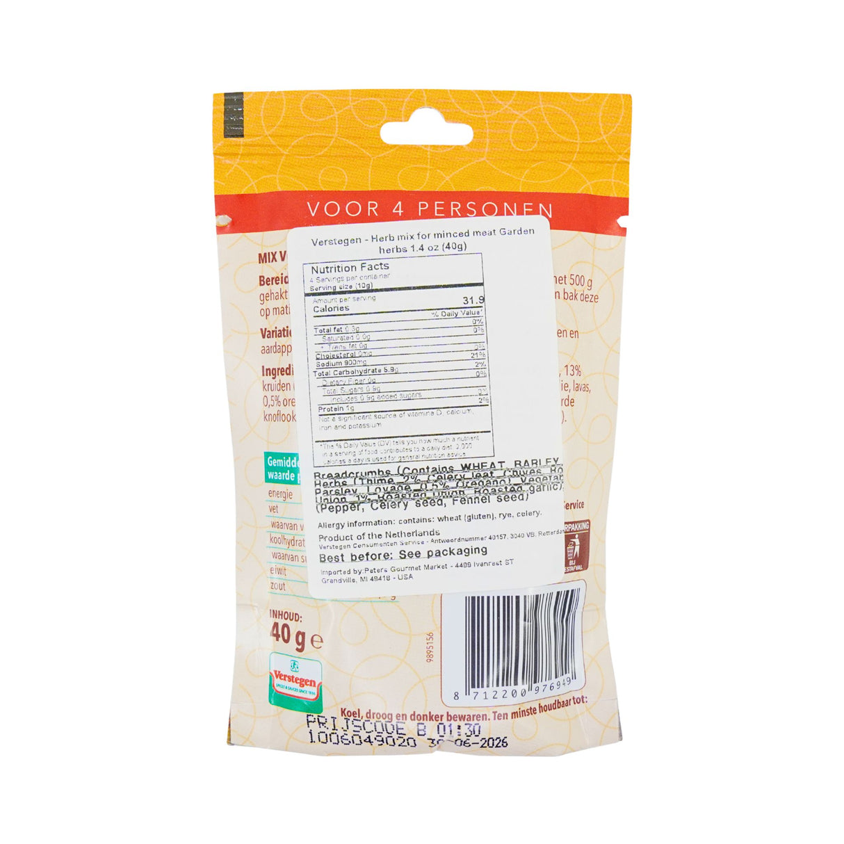 Verstegen Gehakt Mix Herb Spiced (meatball mix) 1.4 Oz