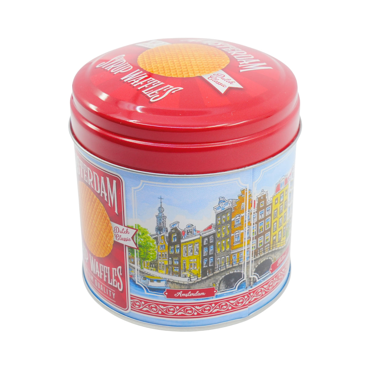 Stroopwafel Tin of Amsterdam Canal Houses with 8ct Stroopwafels