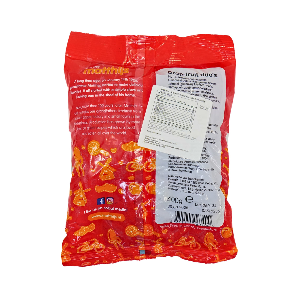 Matthijs Licorice and Fruit Duo 14 oz bag
