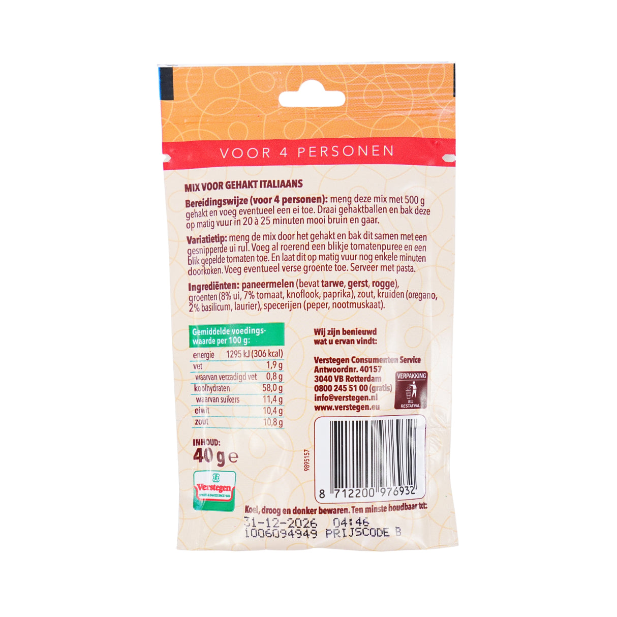Verstegen Gehakt Italian 40g Envelop