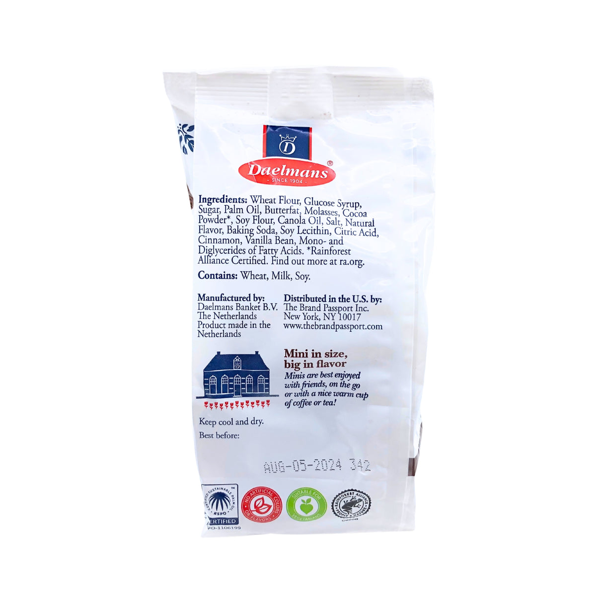 Daelmans Chocolate Mini Wafers Cello 7 Oz