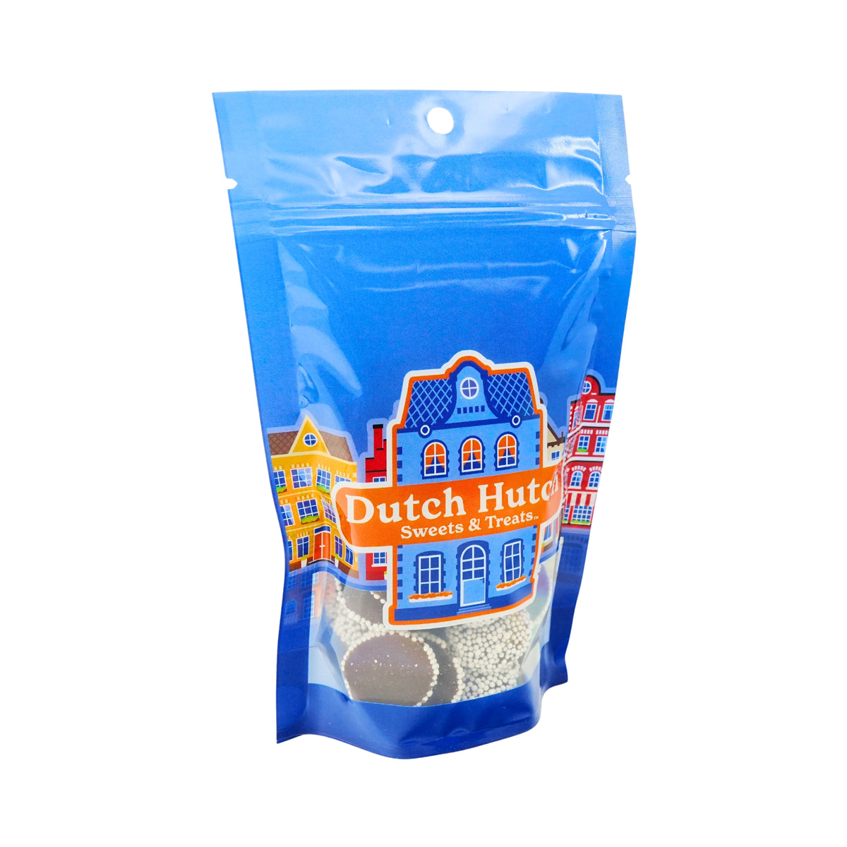 Dutch Hutch Dark Chocolate White Nonpareils  7 oz
