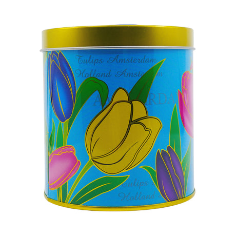 KM Blue Tulip Tin With 8 stroopwafels