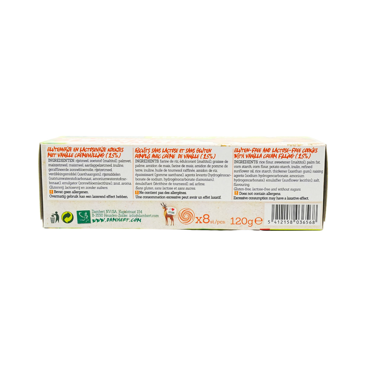 Damhert Gluten Free Blondies Cookies without Sugar 4.3 Oz