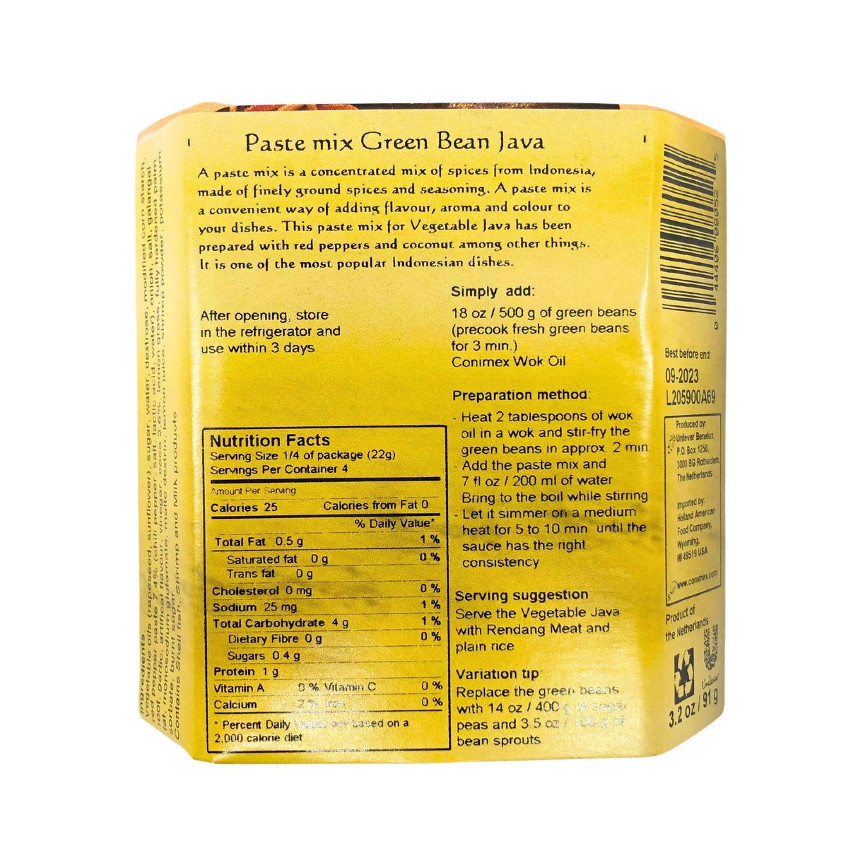 Conimex  (Sajoer Boontjes) Spices for beans 3.5 oz