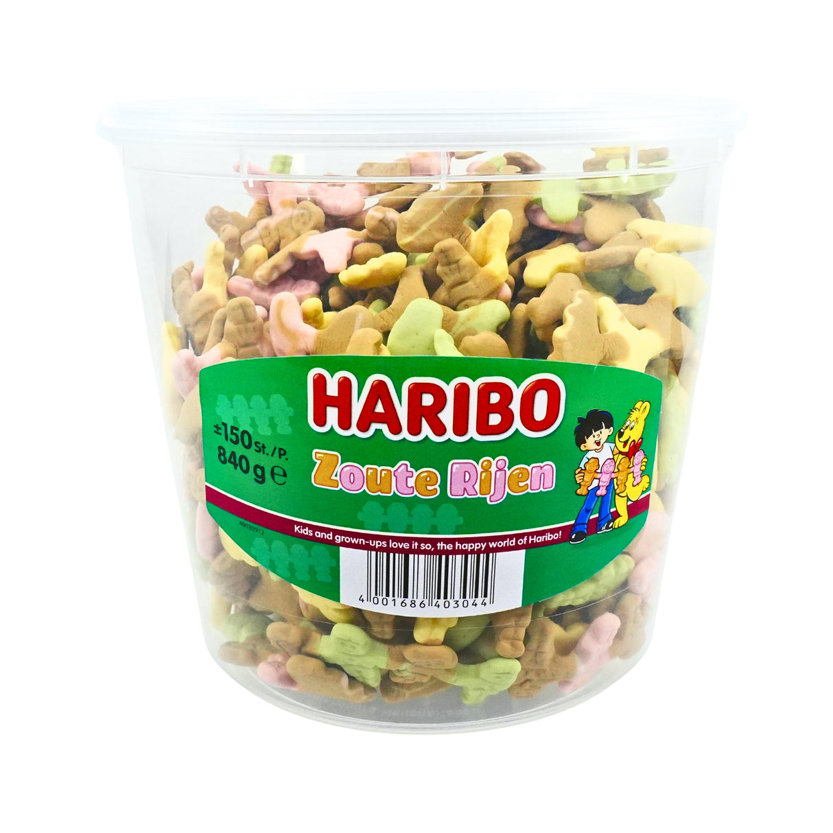 Haribo Zoute Rijen Salty Rows 840 gram Tub