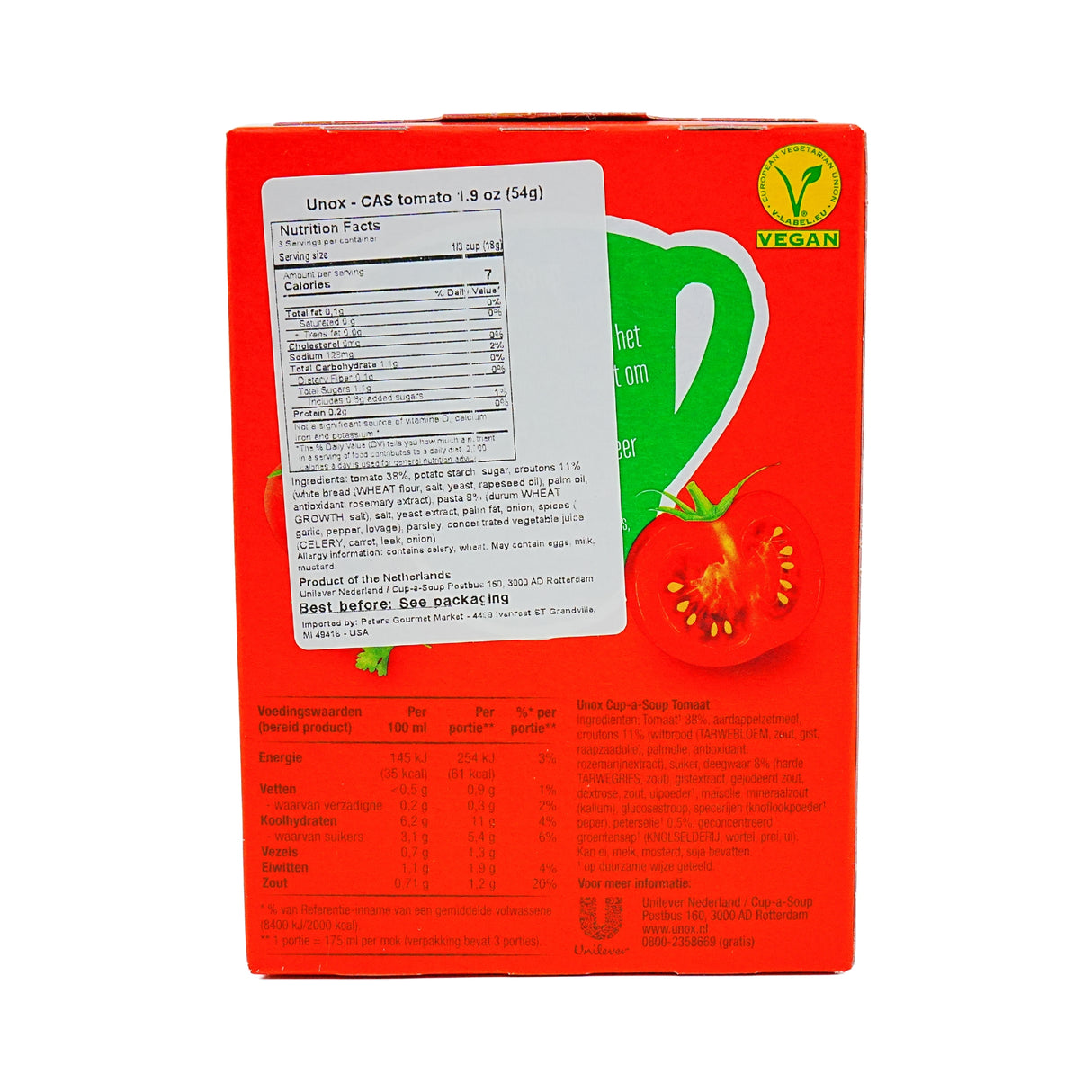 Unox Instant Tomato Cup A Soup 3 packets