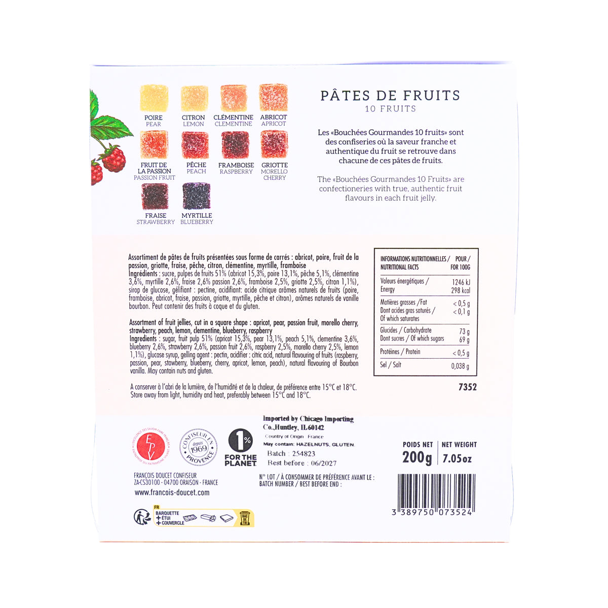Francois Doucet Assorted French Fruit Pates 7 oz box