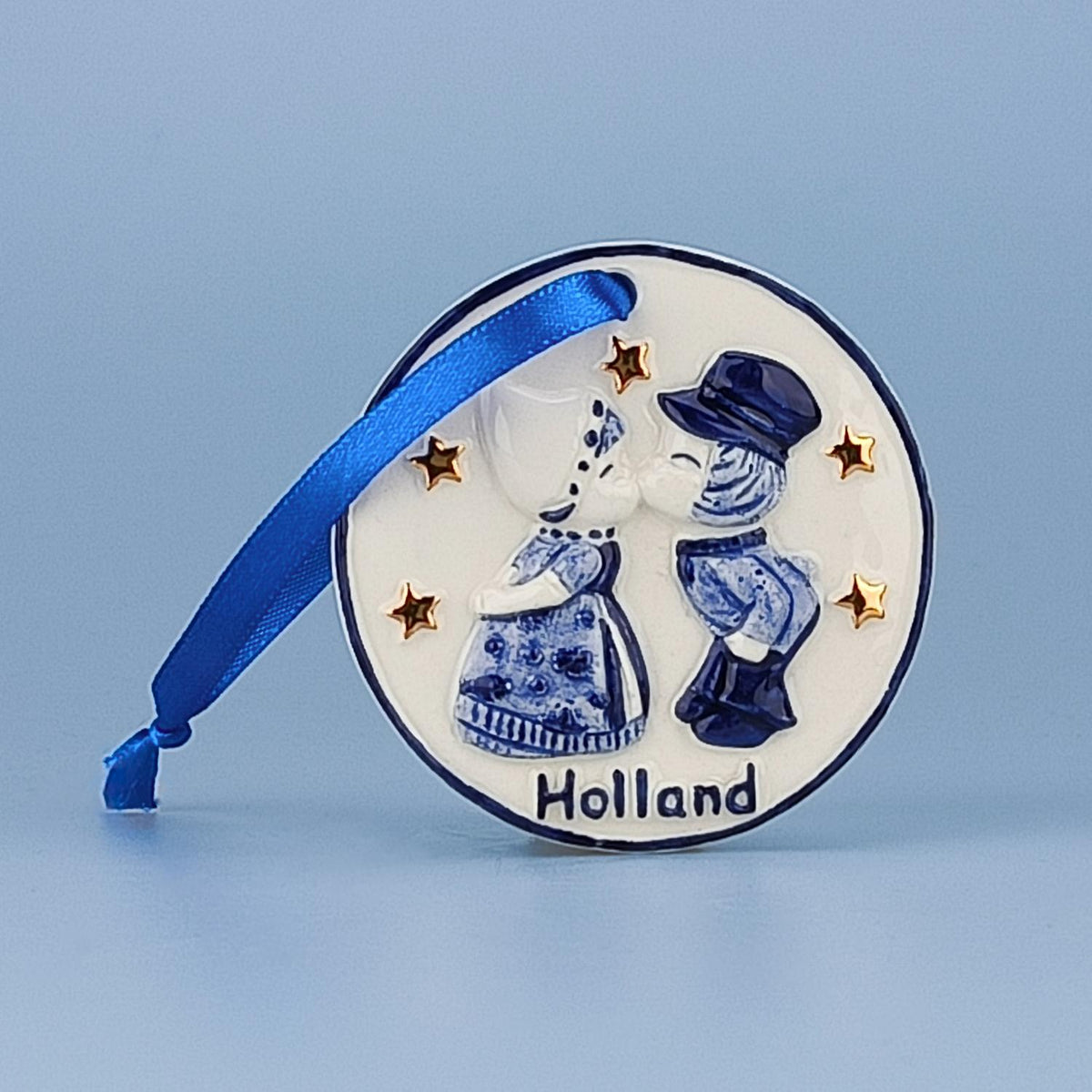 Ceramic Christmas Ornament  Kissing Couple Plate
