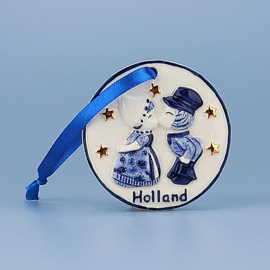 Ceramic Christmas Ornament  Kissing Couple Plate