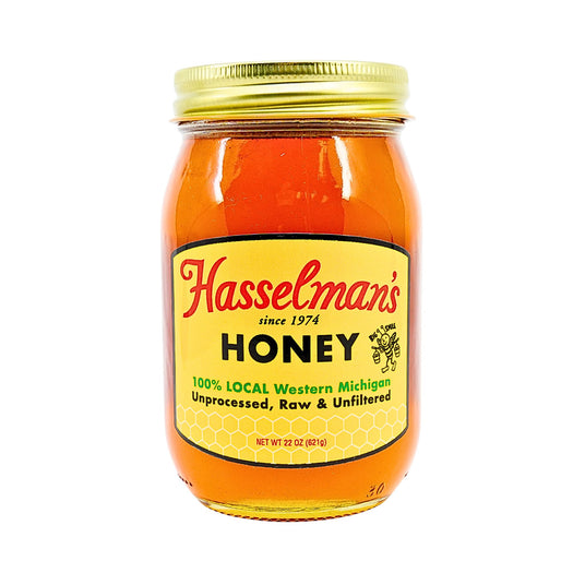 Hasselmans Unprocessed and Unfiltered Honey Pint Jar 22 oz