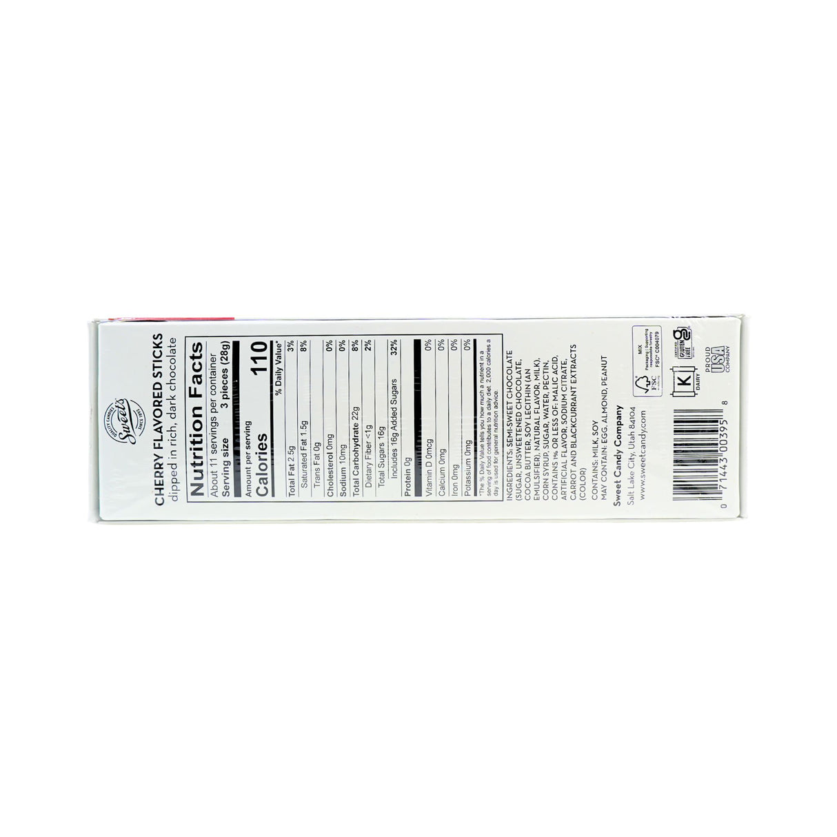 Sweets Dark Chocolate Cherry sticks 10.5 oz box