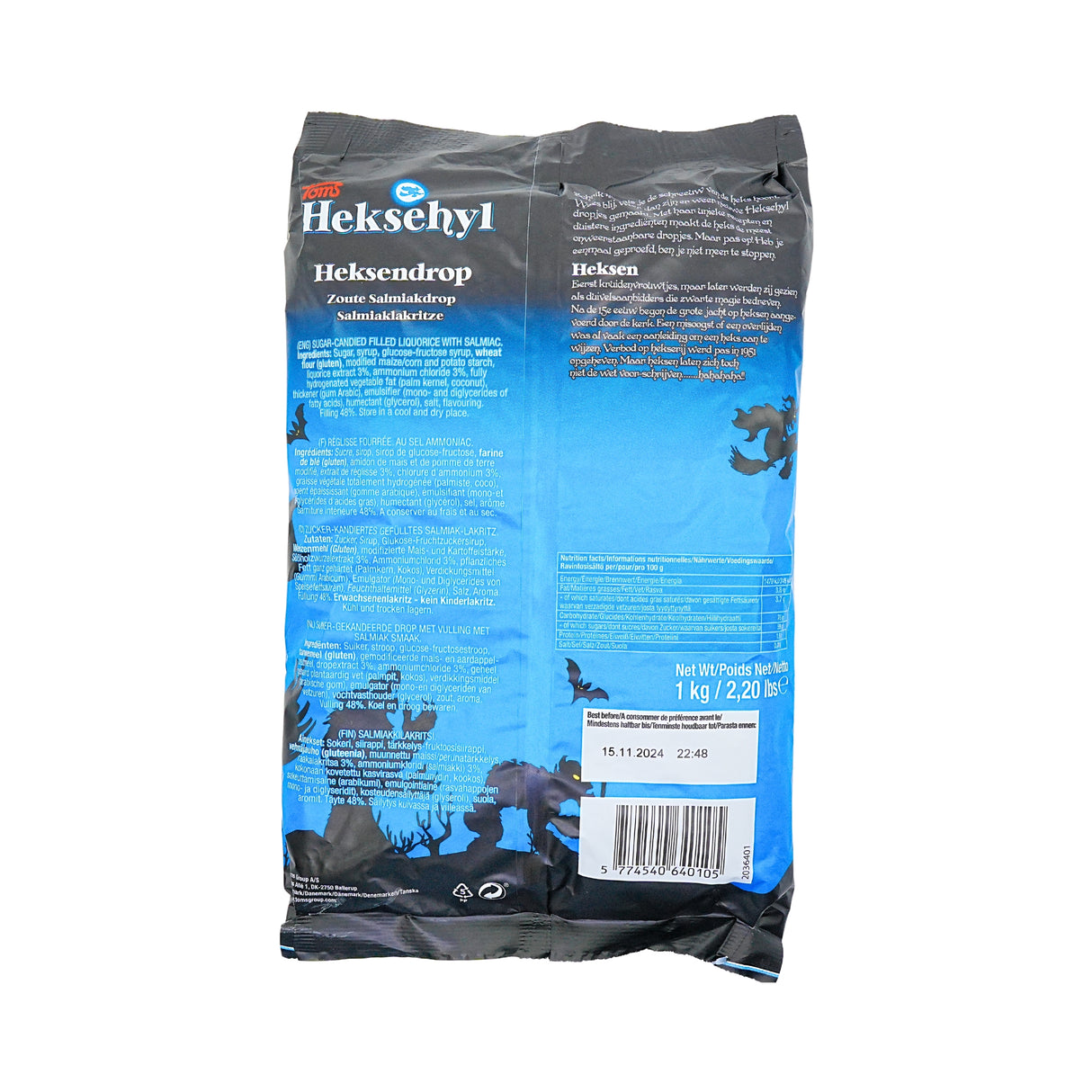 Toms Heksehyl Salty Licorice Sticks 2.2 Lb Bag