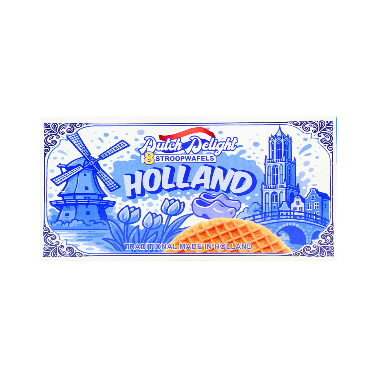 Dutch Delight Delft Design Stroopwafel Box 8 ct