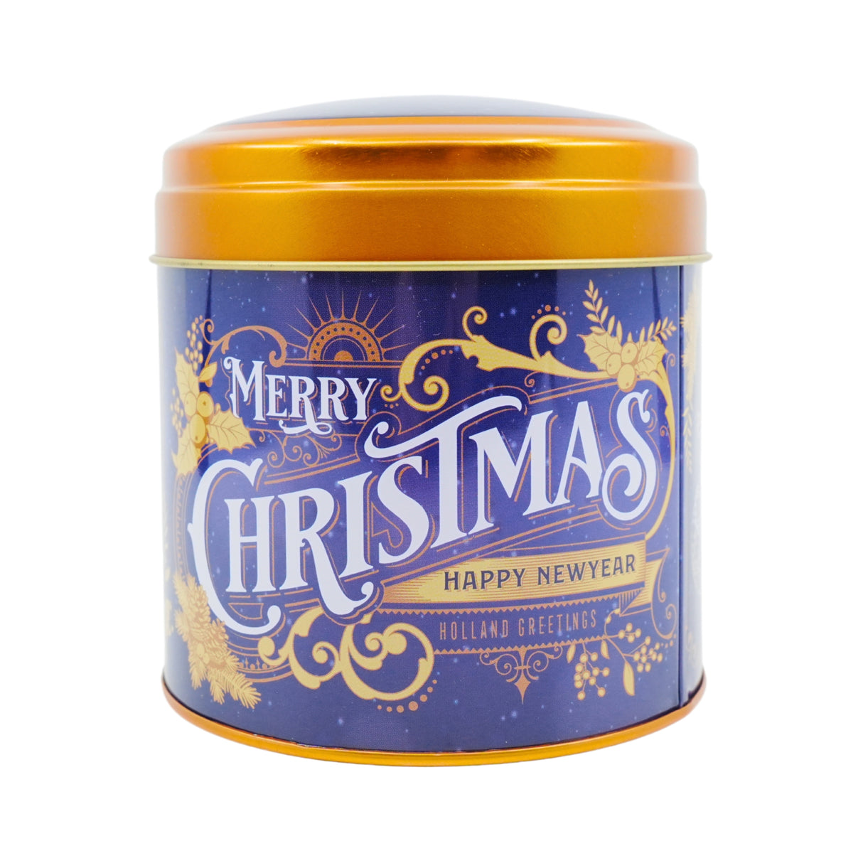 Merry Christmas Stroopwafel Tin Blue with Stroopwafels