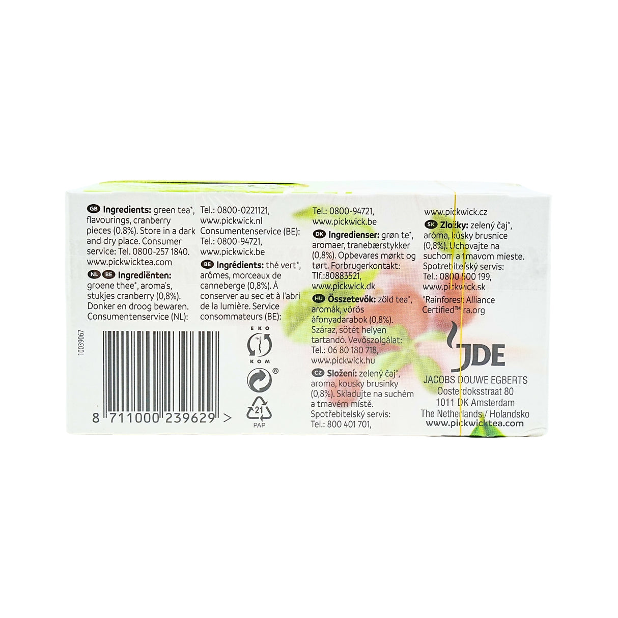 Pickwick Cranberry Green  Tea 20ct box