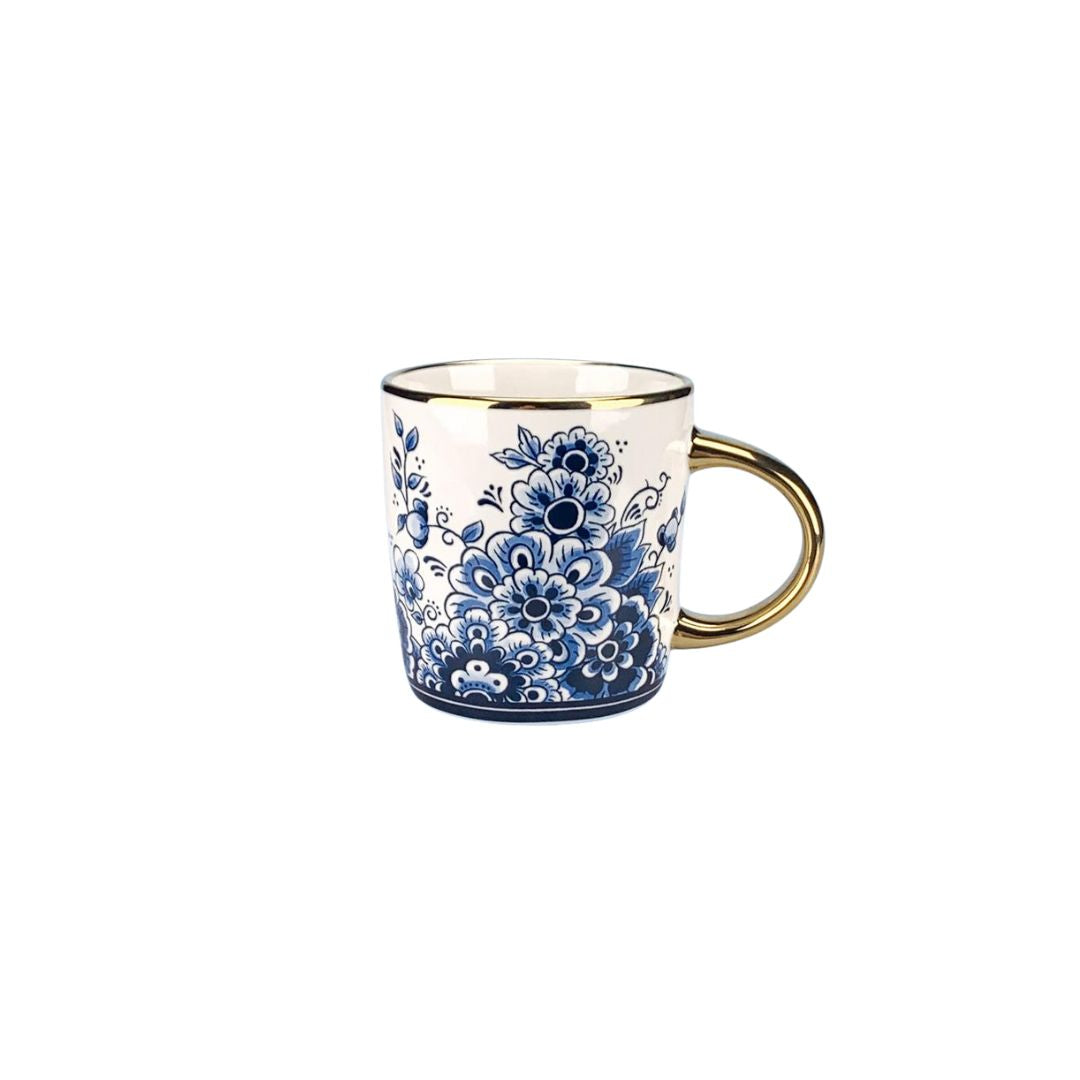 Delft Blue w/ Gold Trim Flower Mug
