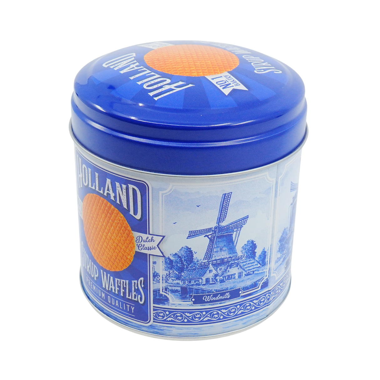 Stroopwafel Tin Holland Delft Blue with 8 stroopwafels